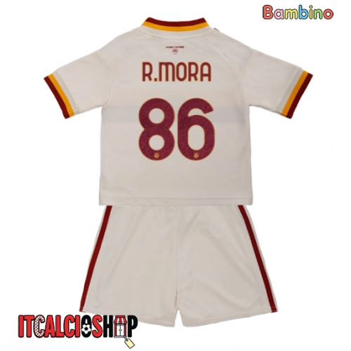 AS Roma Rodrigo Mora #86 Seconda Maglia Bambino 2026-27 Manica Corta (+ Pantaloni corti)